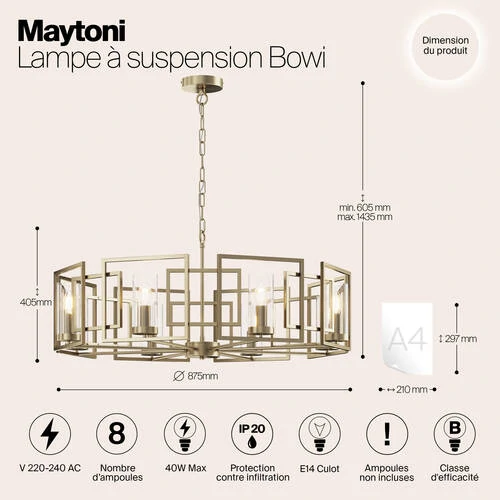 Подвесной светильник House Bowi, 8xE14 Золото (Maytoni, H009PL-08G) - Amppa.ru