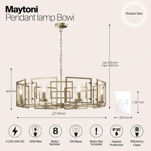 Подвесной светильник House Bowi, 8xE14 Золото (Maytoni, H009PL-08G) - Amppa.ru