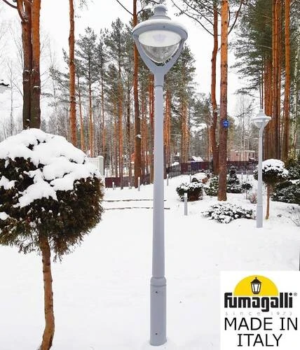 Парковый фонарь Fumagalli EKTOR 2500/BEPPE P50.362.000.LXR1R, Серый и Прозрачный, с лампой 1500Lm, 3000К - Amppa.ru