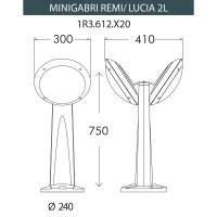 Уличный фонарь столб Fumagalli Mini Gabri Remi/Lucia 2L, 1R3.612.X20.LYE27GN1, серый/зеленый, опал