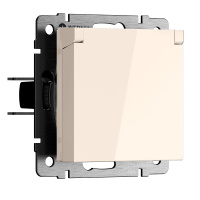 W1171262/Электроустановочные изделия -  Розетка с заземлением и шторками c крышкой IP44 N (айвори матовый)