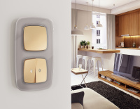 Лицевая панель OMEGA (Шампань) для 1-кл выключателей QUANT (Ambrella Volt, OP6010)