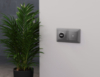 Комплект механизма терморегулятора с цифровым дисплеем с подсветкой и датчиком для теплого пола ALFA Сталь матовый QUANT (AP5058, VM1385) (Ambrella Volt, MA505810)